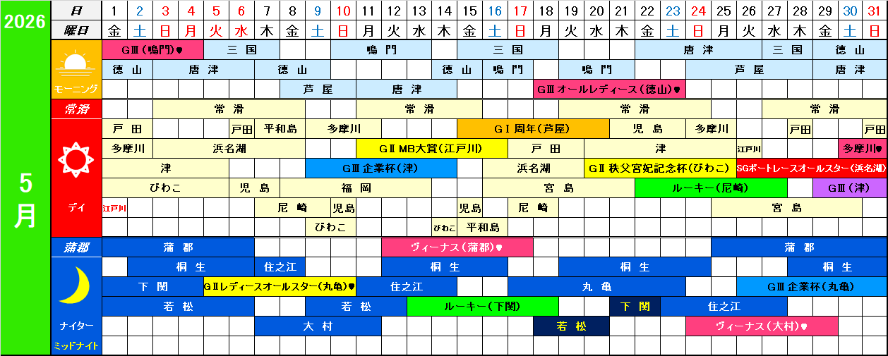 中部カレンダー画像